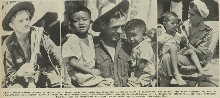 Australian troops and nurses on Bougainville