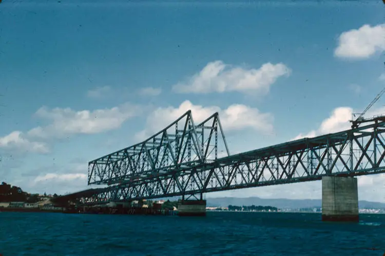 Pick-a-back section, southern anchorage looking southwest towards Waitakeres, 1958