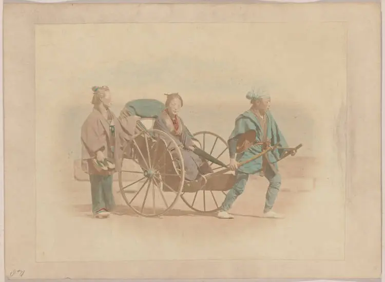 Japanese woman in a rickshaw