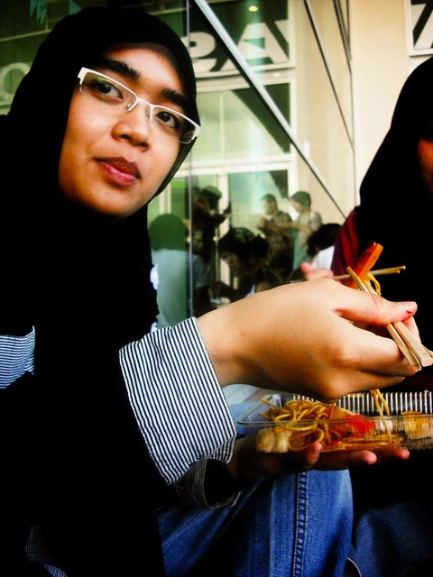 Farishfa Eating Yakisoba on Japan Day