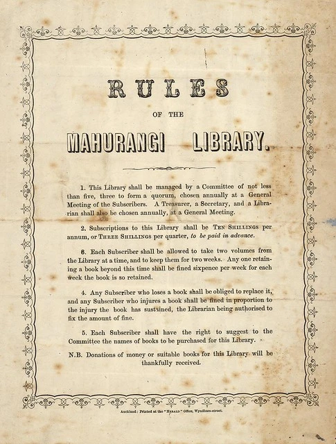 [Mahurangi Library] :Rules of the Mahurangi Library. [18--?].