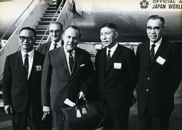 Hon. Robert Muldoon arriving in China, 1970