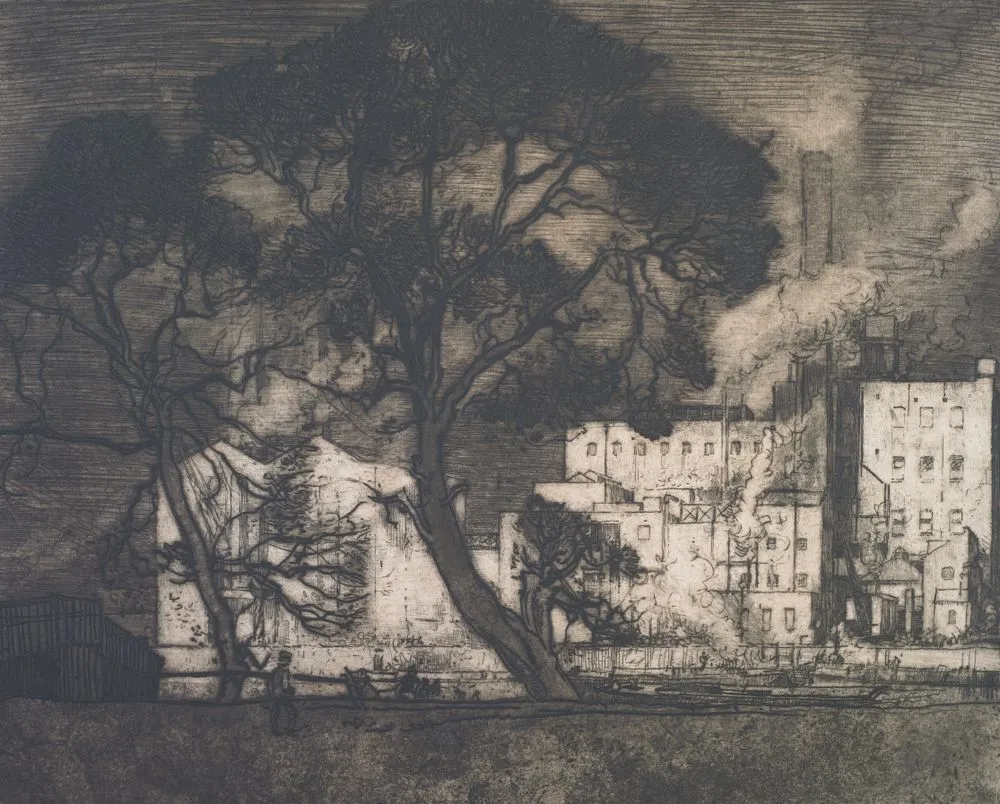 Trees and factory, Hammersmith