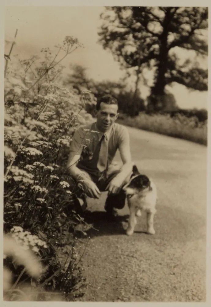 Eric Lee-Johnson and dog, Somerset