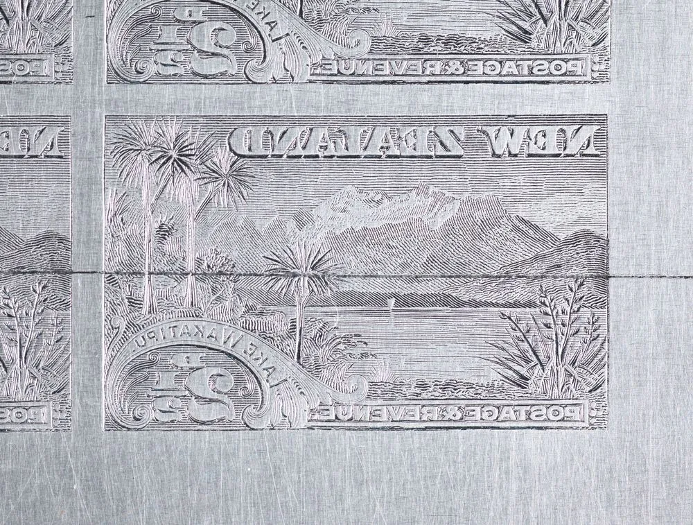 Two and halfpenny Lake Wakatipu postage stamp printing plate