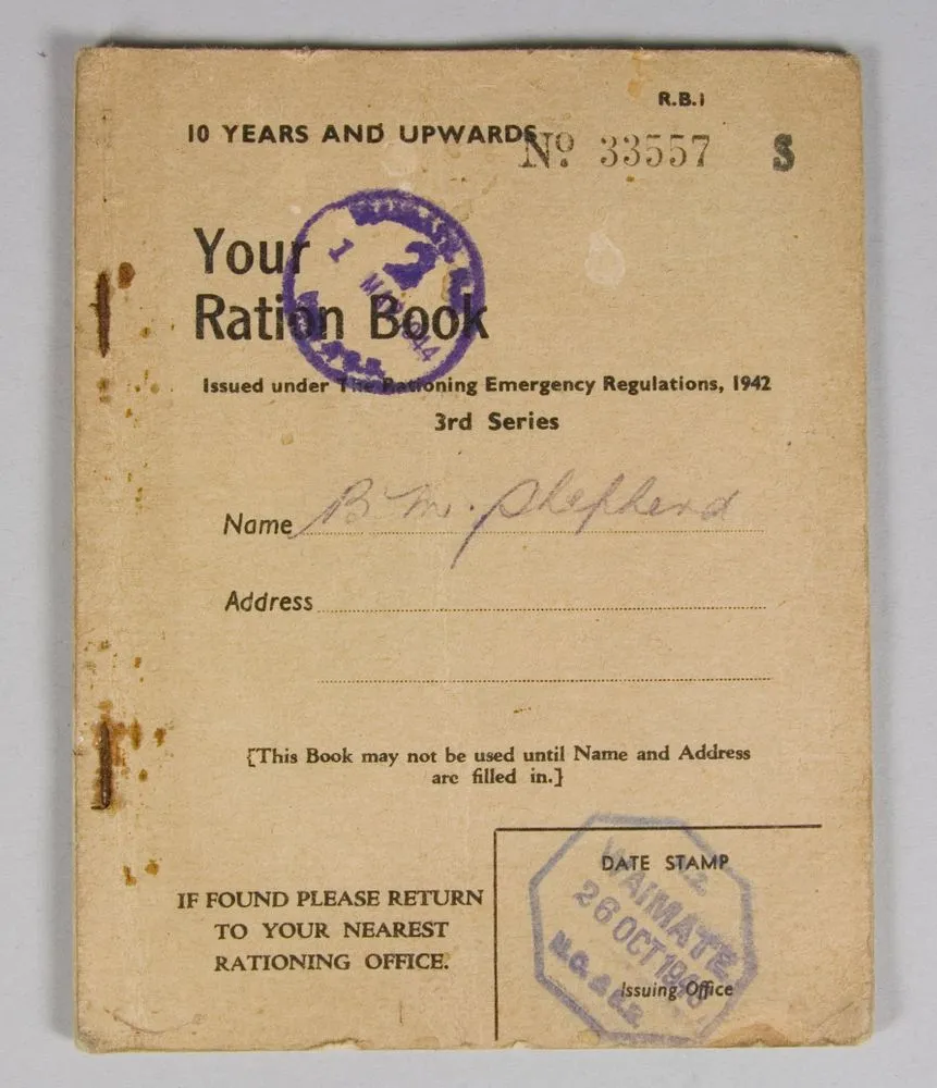 Ration book with hosiery ration card