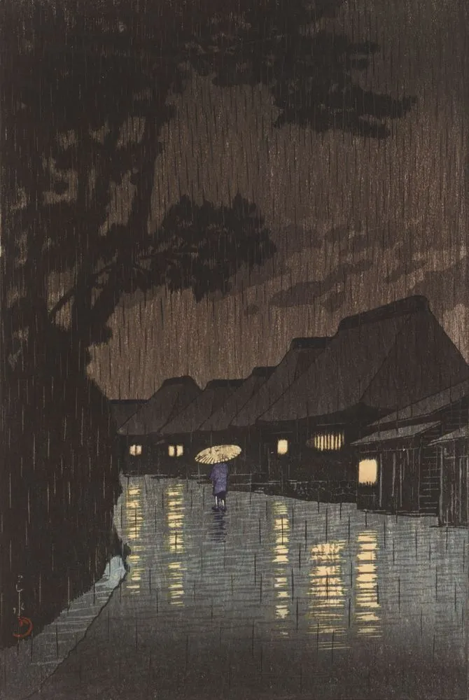 Sochu Maekawa no ame: Rain at Maekawa, Sochu.