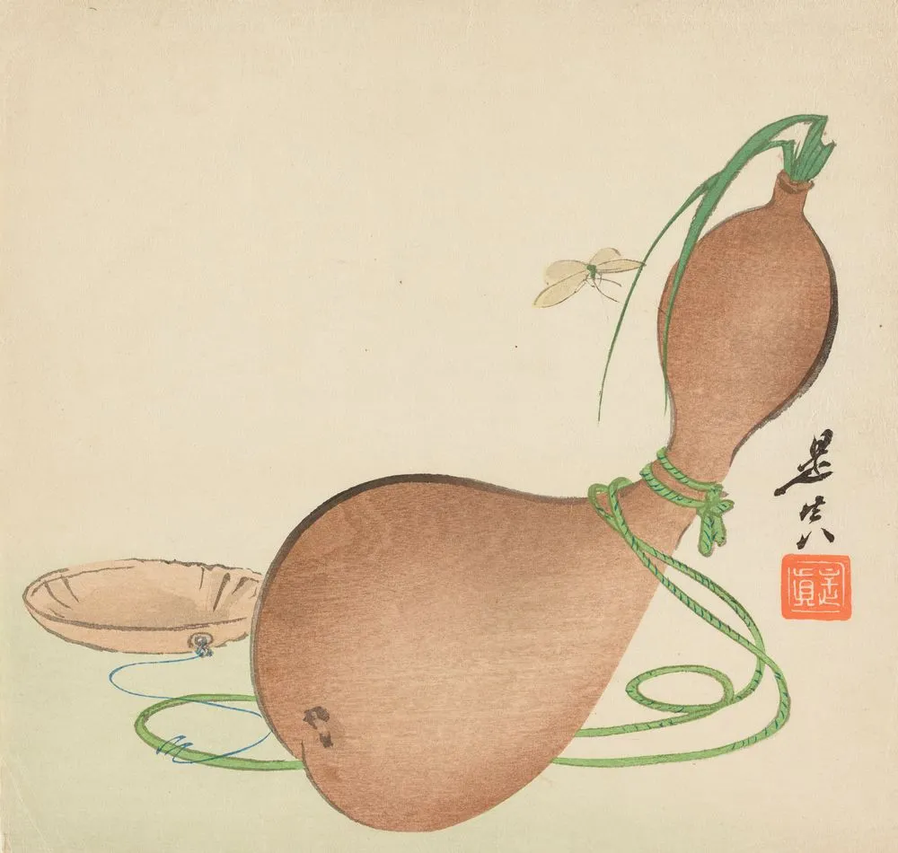 Gourd, butterfly and basket