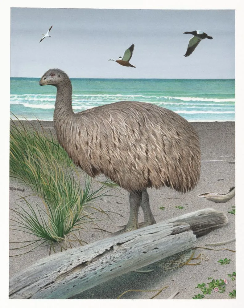 Stout-legged moa. Euryapteryx curtus. From the series: Extinct Birds of ...