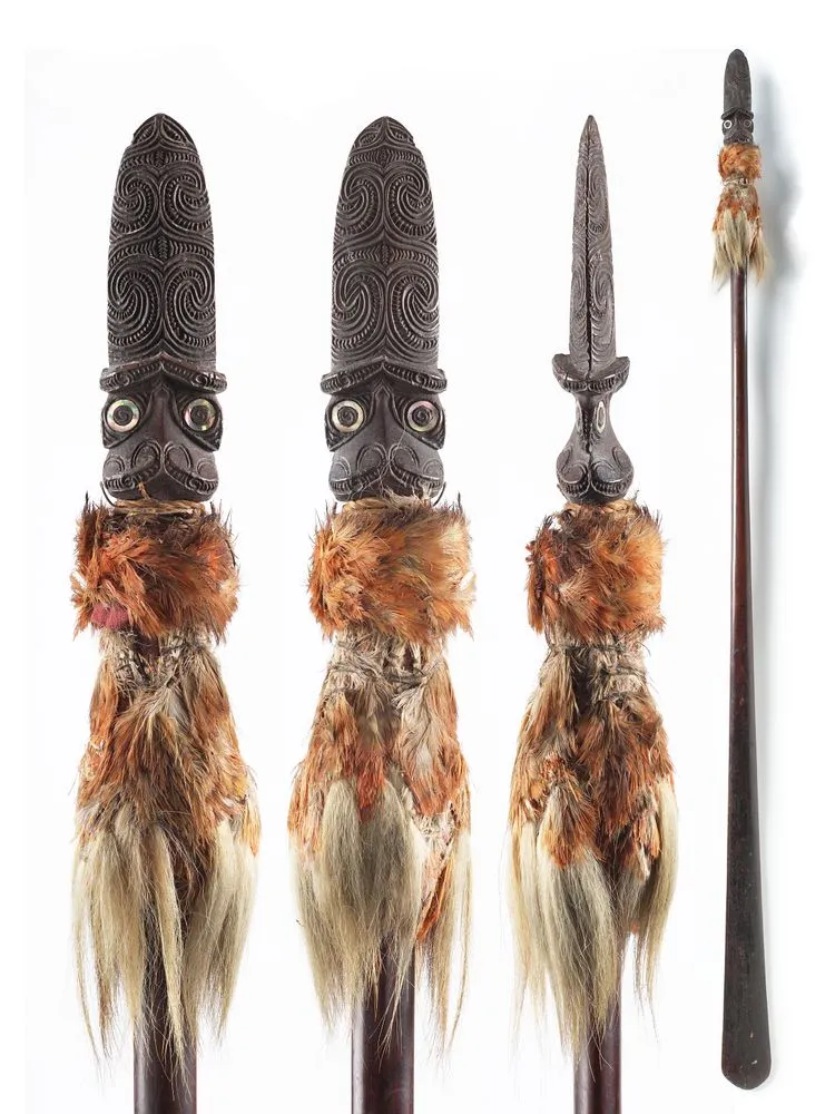 Taiaha kura (long fighting staff) Record DigitalNZ