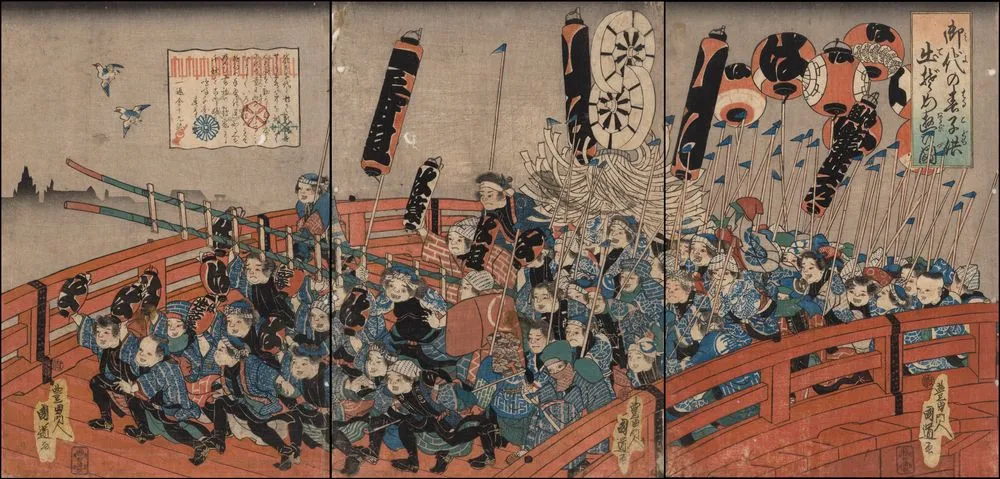 Boys' Festival (Tango no Sekku) procession across the Nihonbashi Bridge