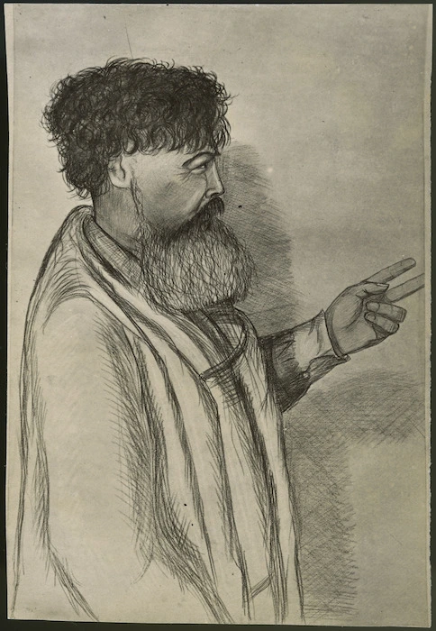 Erueti Te Whiti-o-Rongomai III - Sketch made by William Francis Robert Gordon