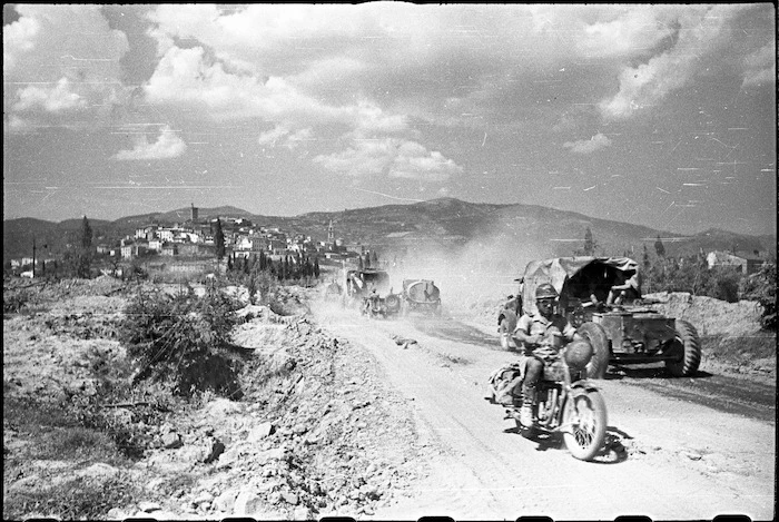 New Zealand troops travelling to Arezzo Italy during World War 2