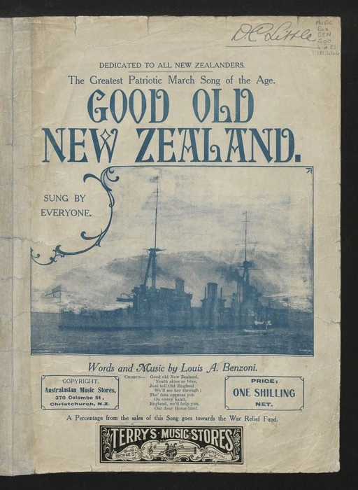 Good old New Zealand / words and music by Louis A. Benzoni ; arr. by Ivan M. Levy.