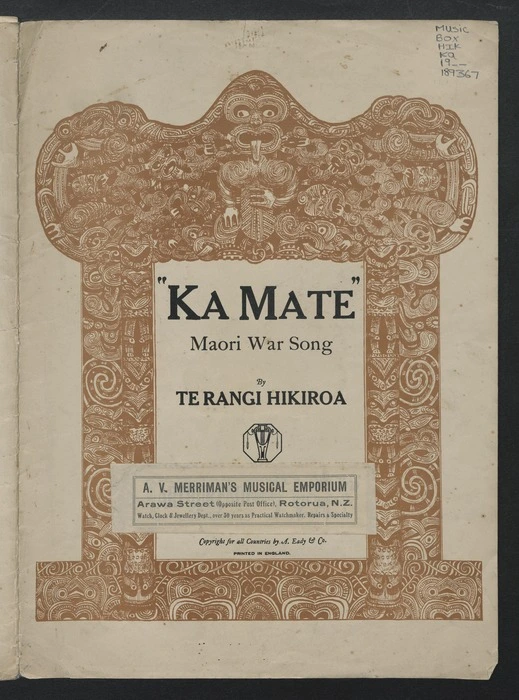 Ka mate! Ka mate! : Maori war song / music and words by Te Rangi Hikiroa.