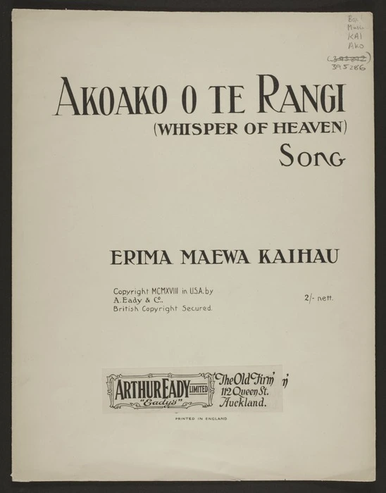 Akoako o te Rangi : (whisper of heaven) / Erima Maewa Kaihau.