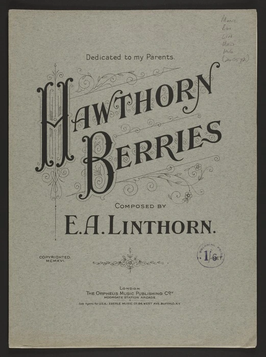 Hawthorn berries / composed by E.A. Linthorn.
