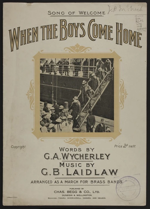 When the boys come home / words by G. A. Wycherley ; music by G. B. Laidlaw.