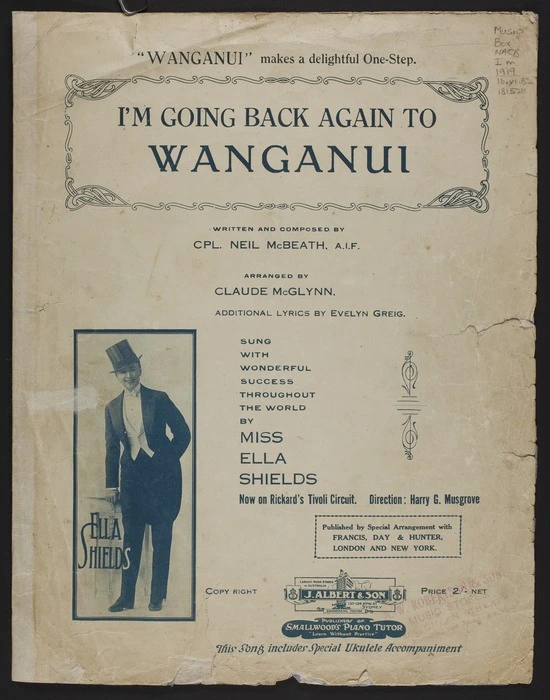 I'm going back again to Wanganui / written and composed by Neil McBeath ; arranged by Claude McGlynn ; additional lyrics by Evelyn Greig.