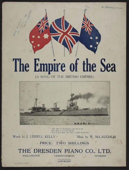 The empire of the sea : a song of the British empire / words by J. Liddell Kelly ; music by W. McLaughlin.