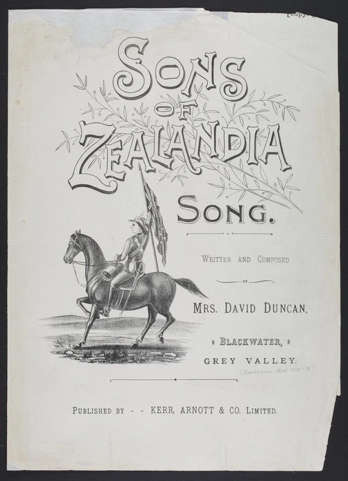 Sons of Zealandia / written and composed by Mrs David Duncan.
