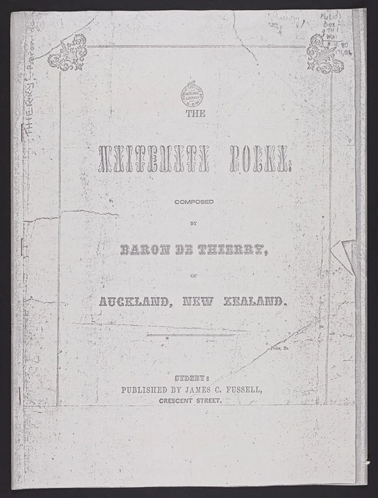 The Waitemata polka / composed by Baron de Thierry, of Auckland, New Zealand.