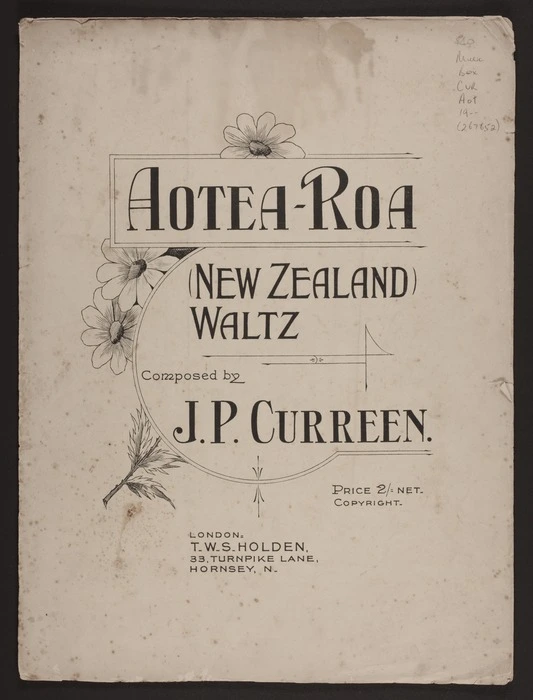 Aotea-Roa = New Zealand : waltz / composed by J.P. Curreen.