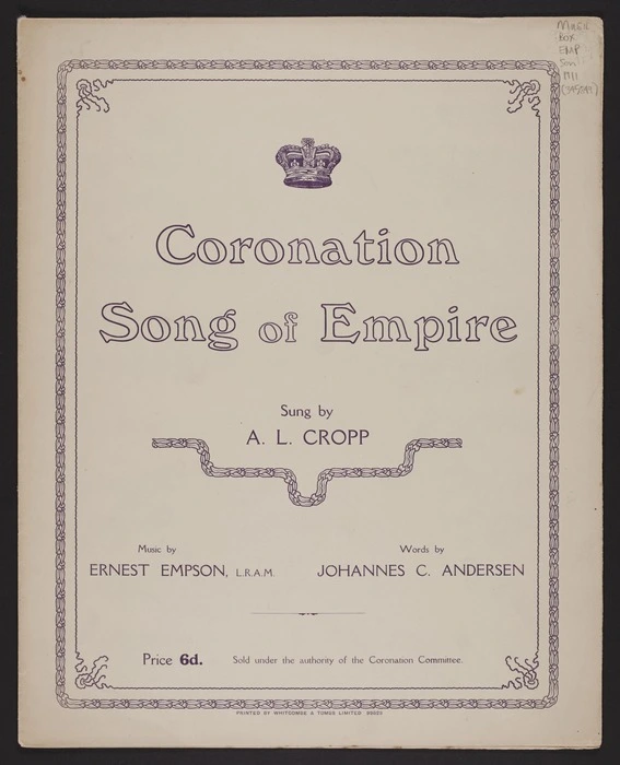 Song of Empire / music by Ernest Empson ; words by Johannes C. Andersen.