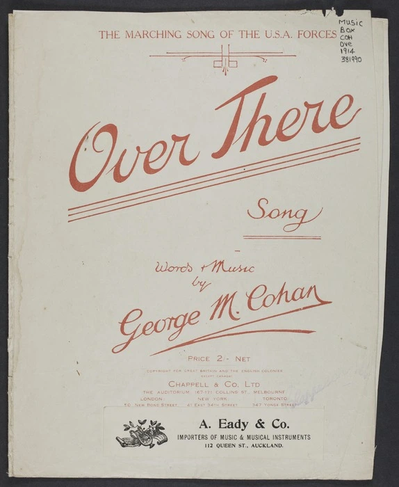 Over there : song / words & music by George M. Cohan.