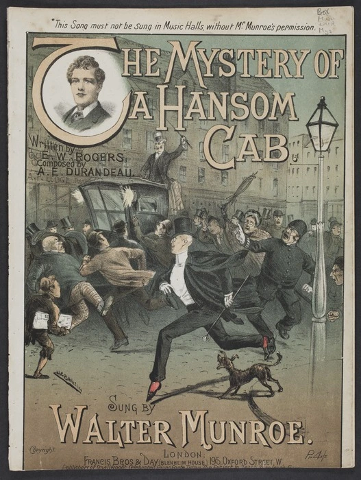 The mystery of a hansom cab / words by E.W. Rogers ; music by A.E. Durandeau.