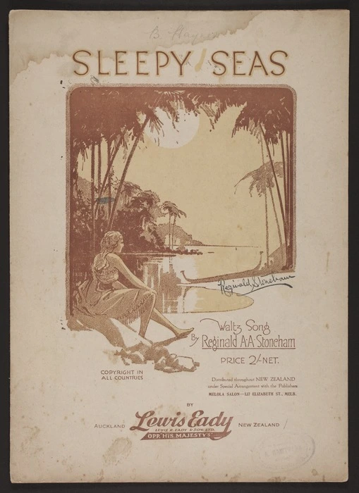 Sleepy seas : song waltz / words and music by Reginald Stoneham.