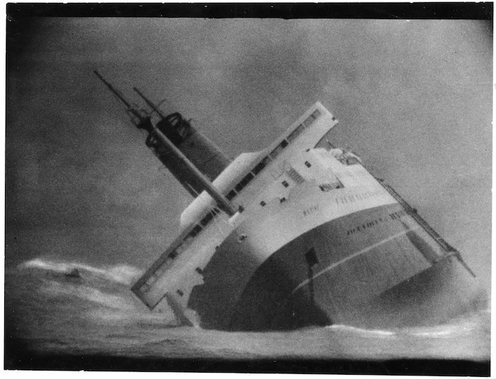 Ship Wahine sinking in Wellington Harbour - Photograph taken by Jack Short