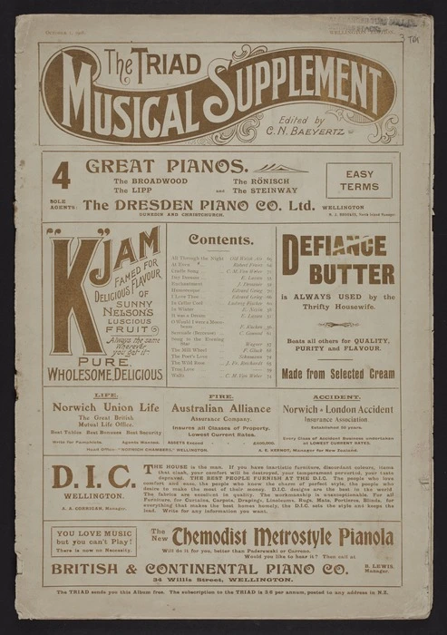 Triad musical supplement. October 1, 1908 / edited by C.N. Baeyertz.