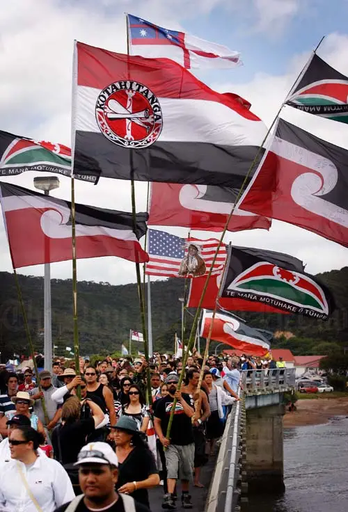 Māori flags at Waitangi Day, 2008