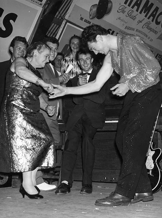 Johnny Devlin jiving with Mabel Howard, 1959