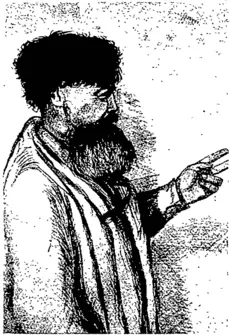 TE WHITI. THE MAORI PROPHET,  Of Parihaka, addressing the meeting, 17th (his 18th) January, 1880.  The picture of Td Whiti—the only one in existence—is from a sketch by Mr W. Gordon, of Warganui, whosa portrait appears below. See article by Mr Malcolm Ross in this issue. (Otago Witness, 25 April 1906)