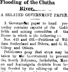 Flooding of the Clutha River. (Clutha Leader 9-2-1906)
