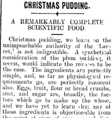CHRISTMAS PUDDING. (Clutha Leader 24-12-1907)