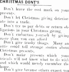 CHRISTMAS DONT'S. (Clutha Leader 6-1-1911)