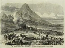 "The War in New Zealand. The 57th Regiment taking a Maori Redoubt on the Katikara River, Taranaki"