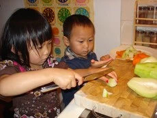 Kids helping in the kitchen