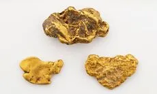Gold nuggets and flakes