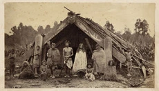 Māori group in front of a Masterton meeting house