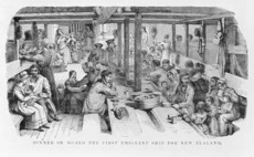 Dinner on board the first emigrant ship for New Zealand