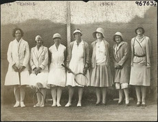 Creator unknown : Female tennis players, Wellington region