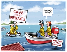 Save our wetlands'. "You were saying?" Welcome to the S. Island