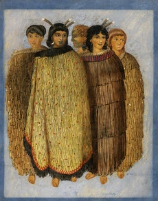 Four Māori girls and one young Māori man