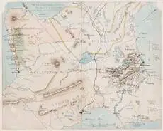 Map showing Tītokowaru's southern Taranaki campaigns