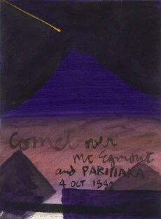 Comet over Mt Taranaki and Parihaka