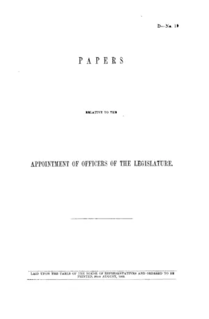PAPERS RELATIVE TO THE APPOINTMENT OF OFFICERS OF THE LEGISLATURE.